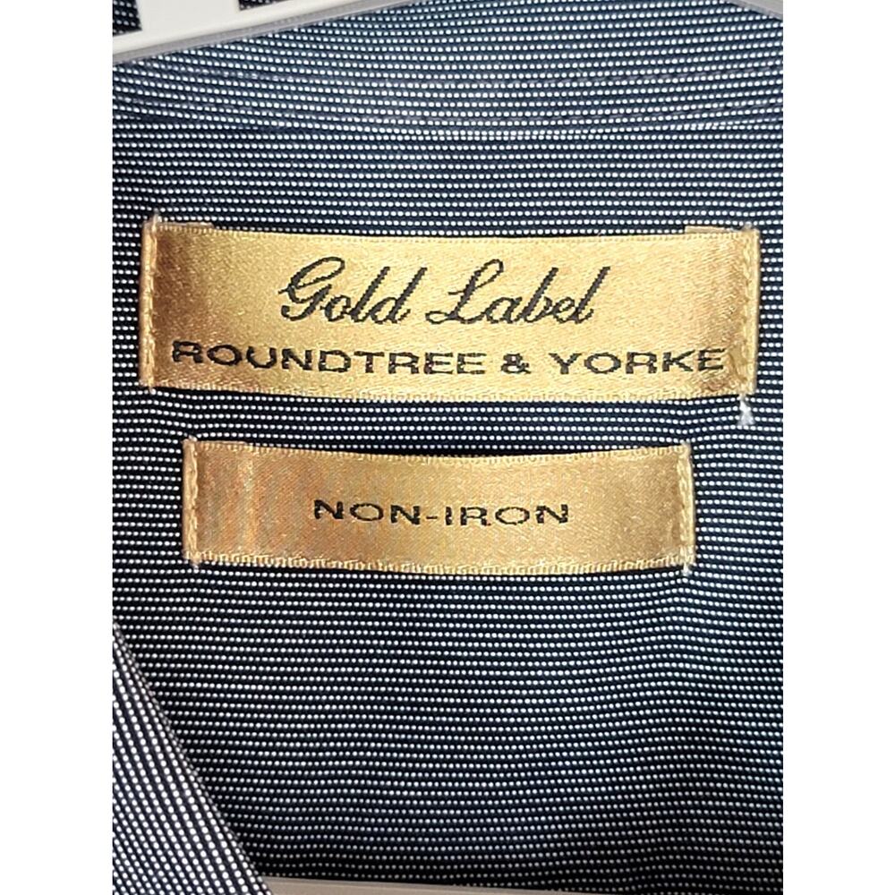 Roundtree & Yorke Gold Label Non-Iron NavyBlue PinStripe Short Sleeve Shirt 3XLT - Picture 8 of 9